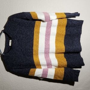 Emma Asher Womens Sweater Size M Color Blocking Gold White Gray